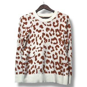 Daily‎ Ritual Womens Medium Leopard Print Crewneck Pullover Sweater Knit Top